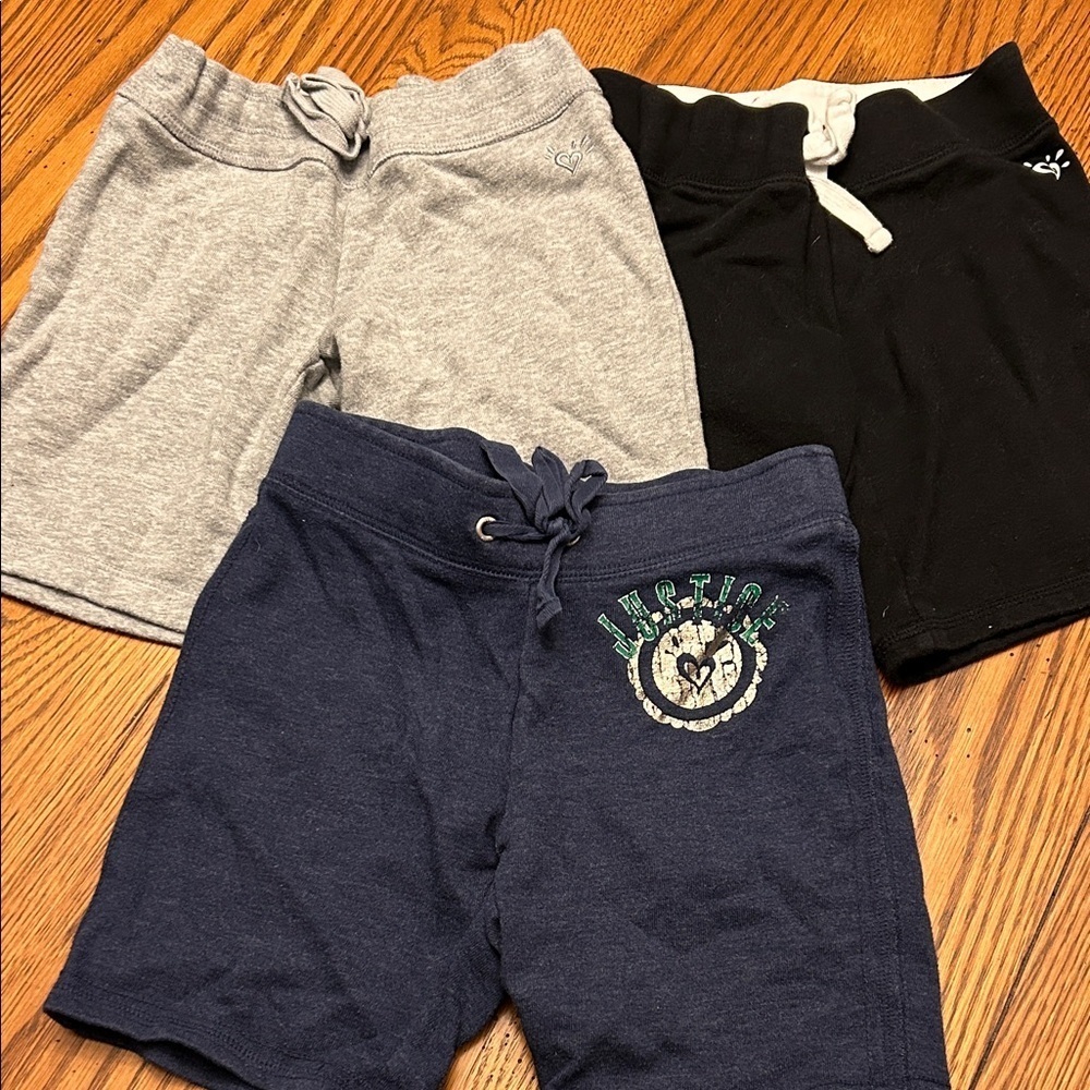 Justice Gray, Black, and Navy Kids Shorts Trio
